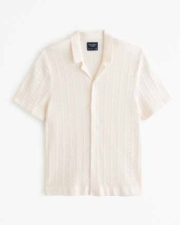Men's Stitch Button-Through Sweater Polo | Men's Clearance | Abercrombie.com