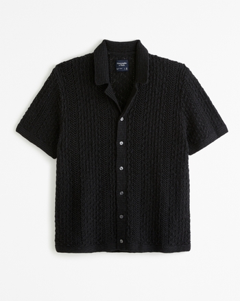 Men's Open Stitch Button-Through Sweater Polo | Men's Clearance ...