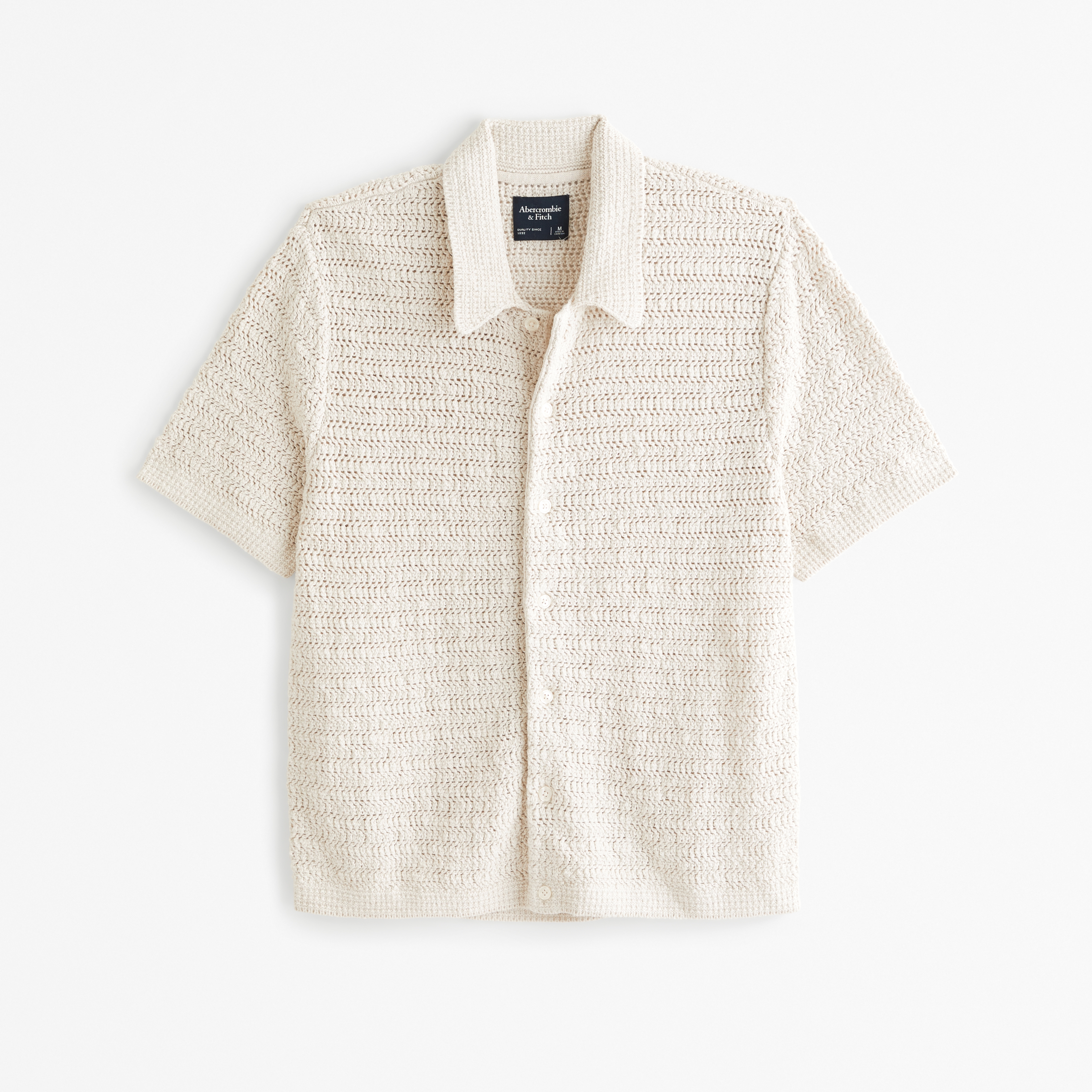 Homme Crochet Button Through Sweater Polo Homme Hauts