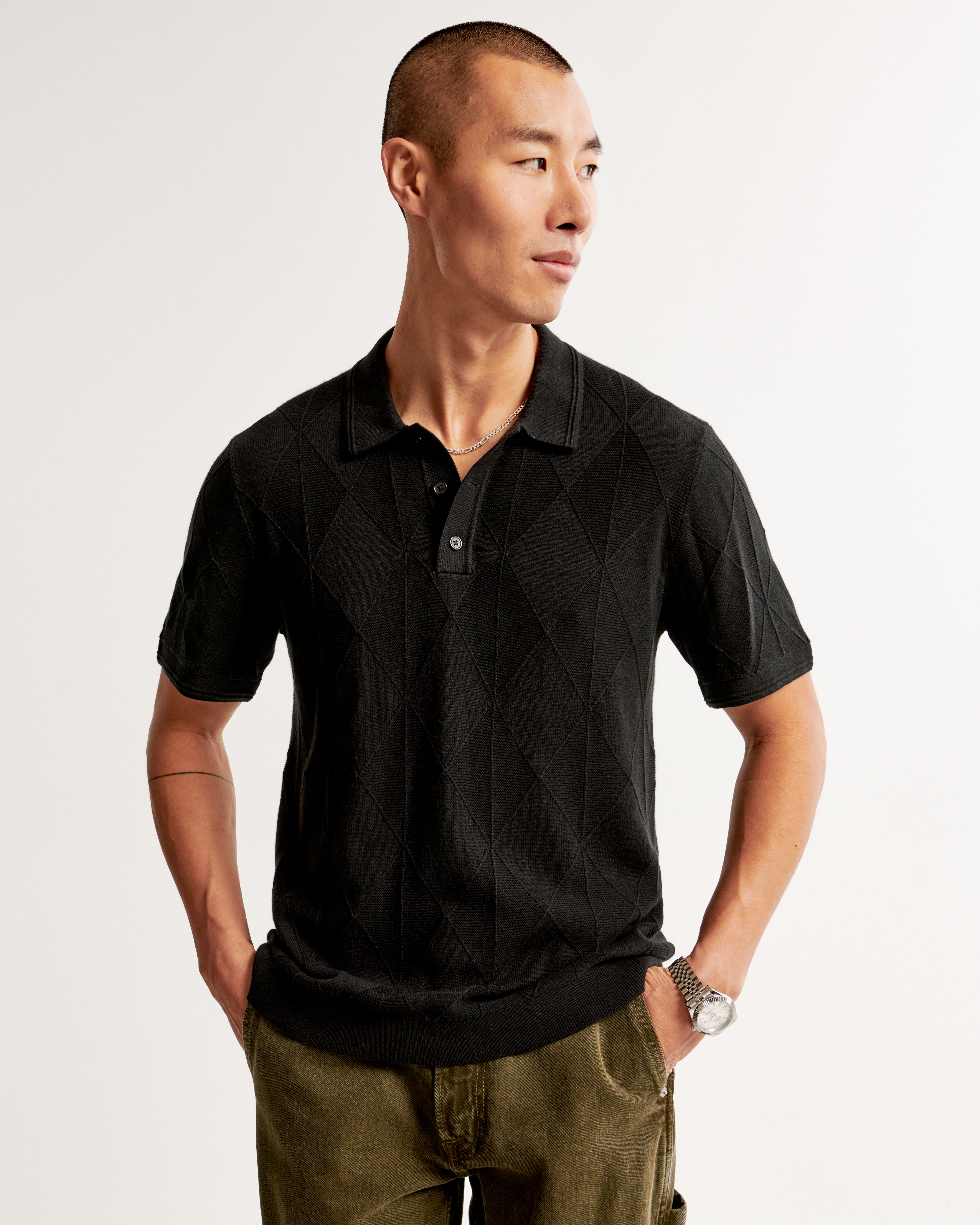 button up shirt and sweater
