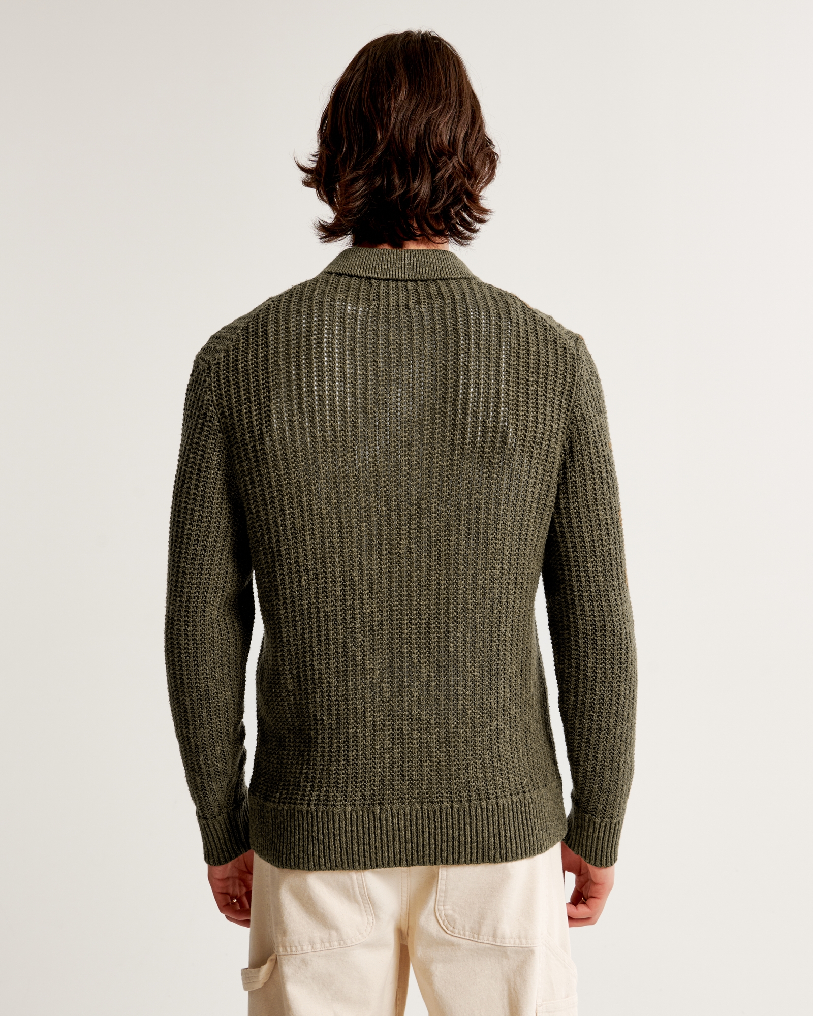 Long-Sleeve 3-Button Sweater Polo