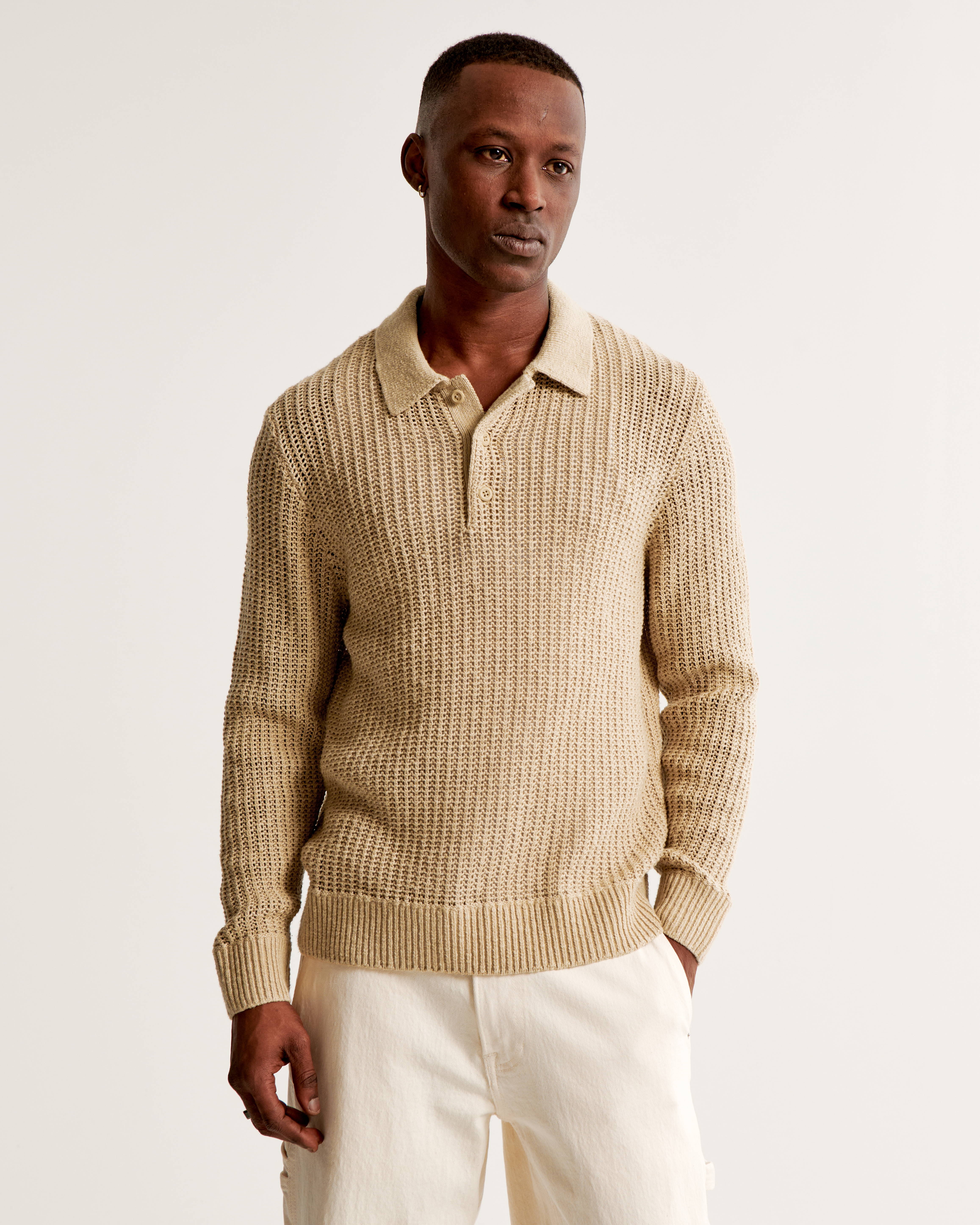 Long Sleeve 3 Button Sweater Polo