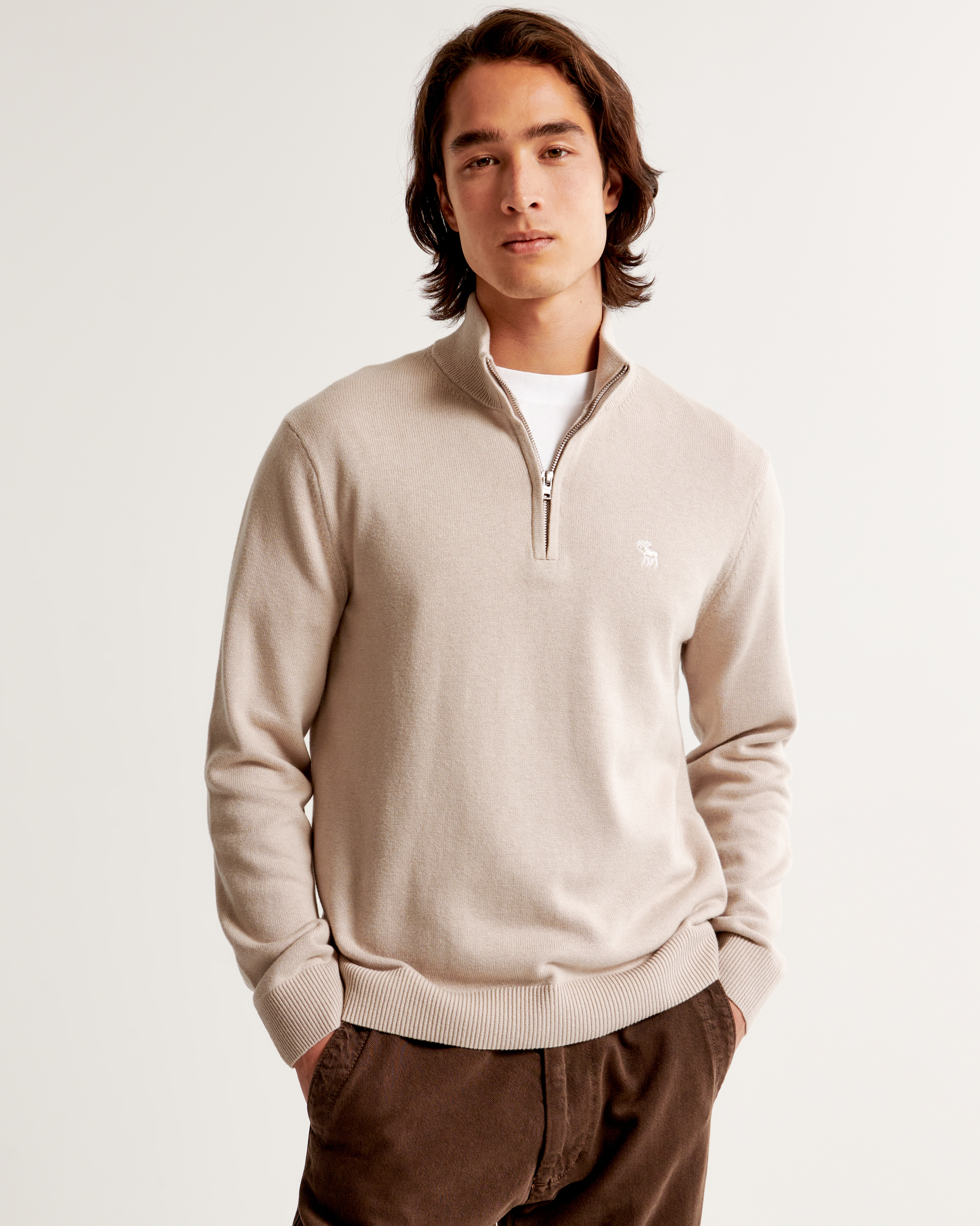 Men's Merino Wool-Blend Icon Quarter-Zip Sweater | Men's Tops