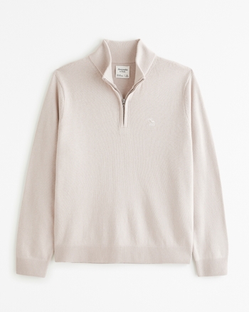 Heren Trui van merinowolmix met logo en kwartrits Heren Tops