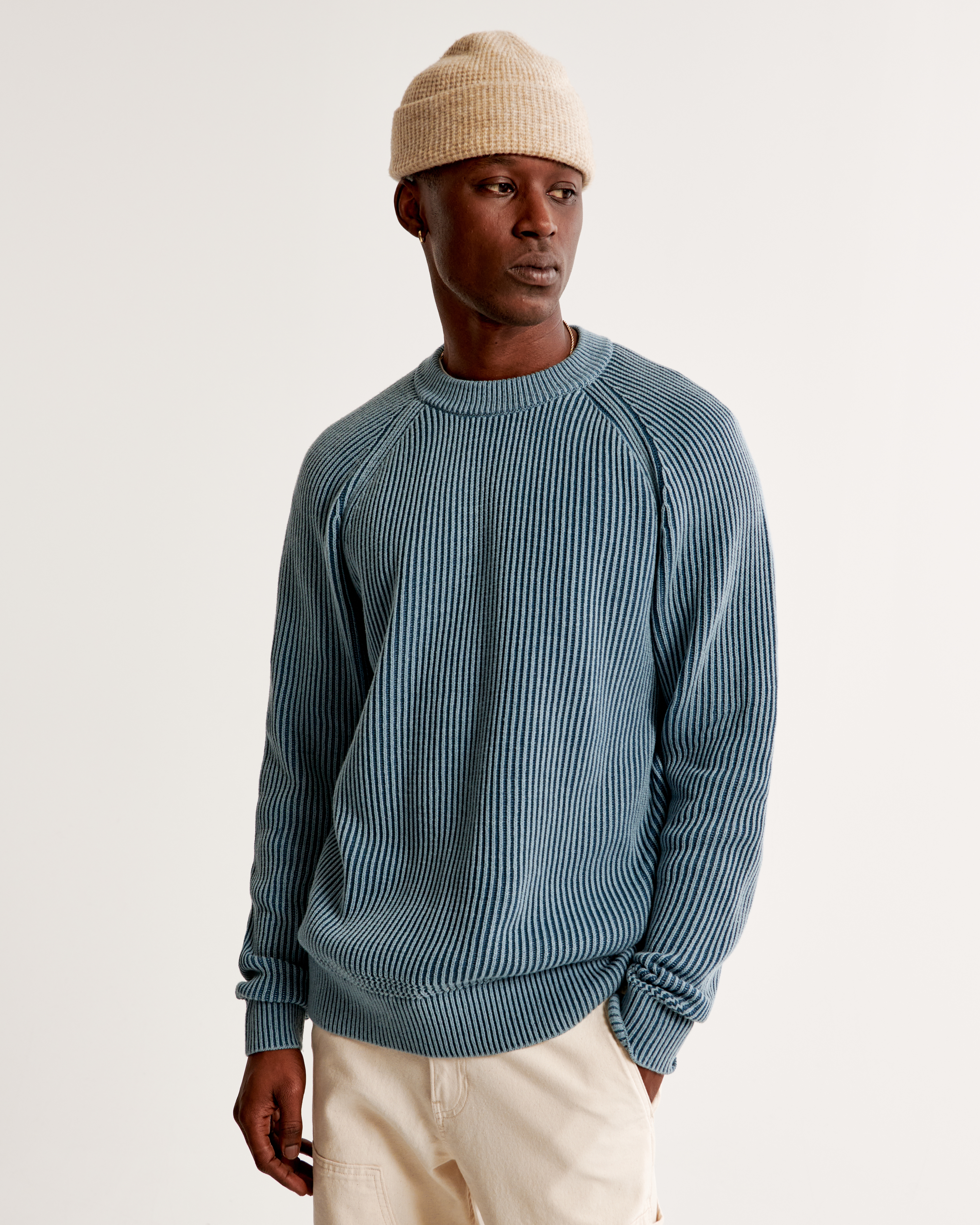 Striped crew outlet neck sweater mens