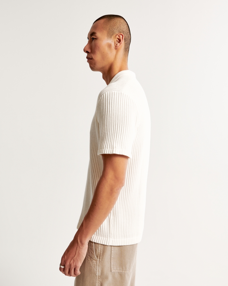 Plisse Johnny Collar Sweater Polo
