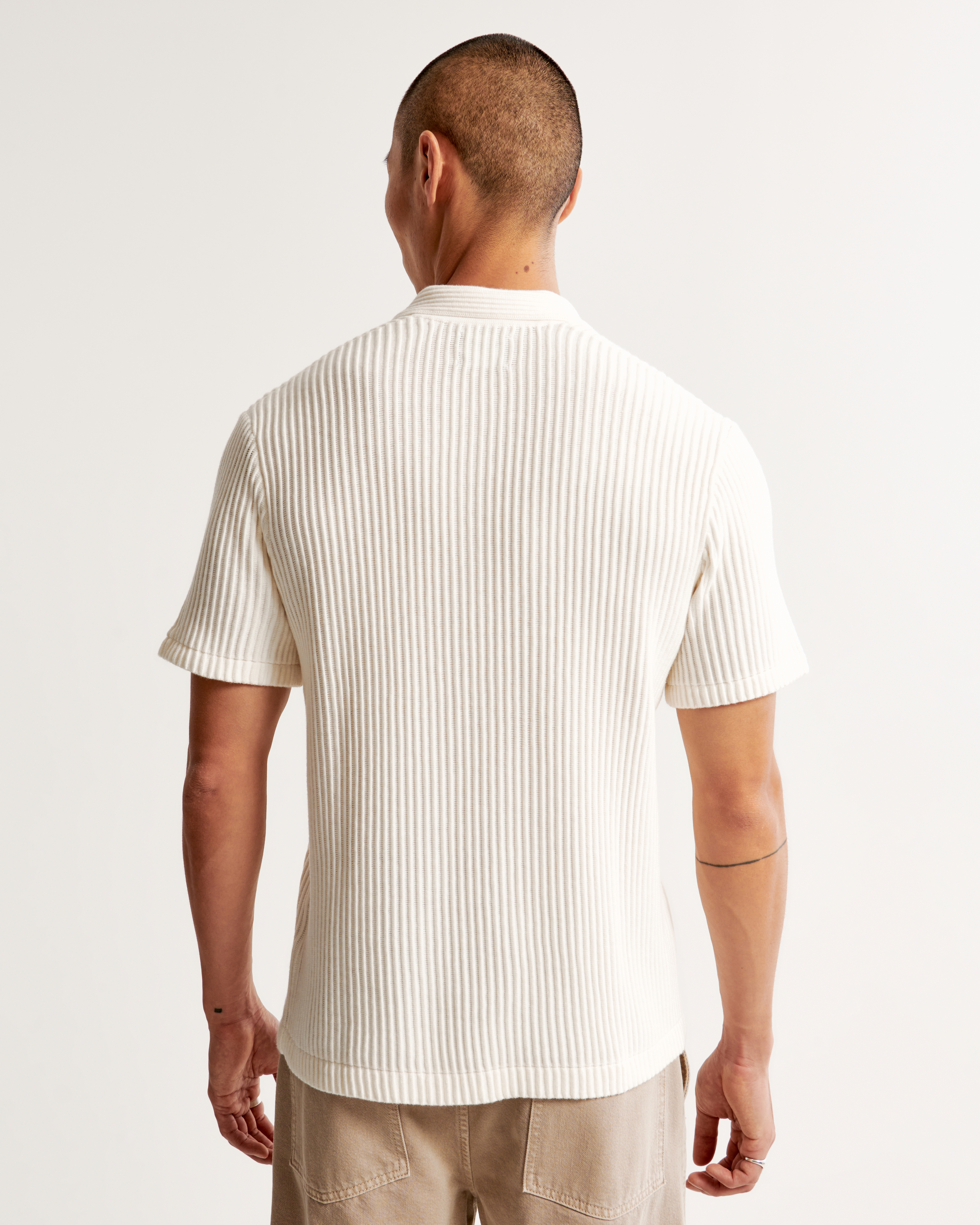 Men's Plisse Johnny Collar Sweater Polo | Men's Tops | Abercrombie.com