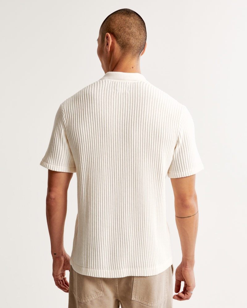 Plisse Johnny Collar Sweater Polo