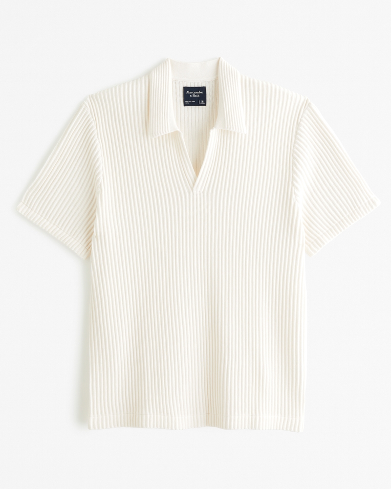 Men s Plisse Johnny Collar Sweater Polo Men s Best Dressed Guest Collection Abercrombie