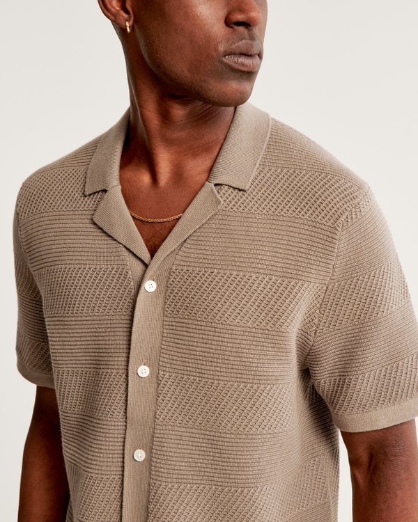 Stitch Button-Through Sweater Polo, Taupe