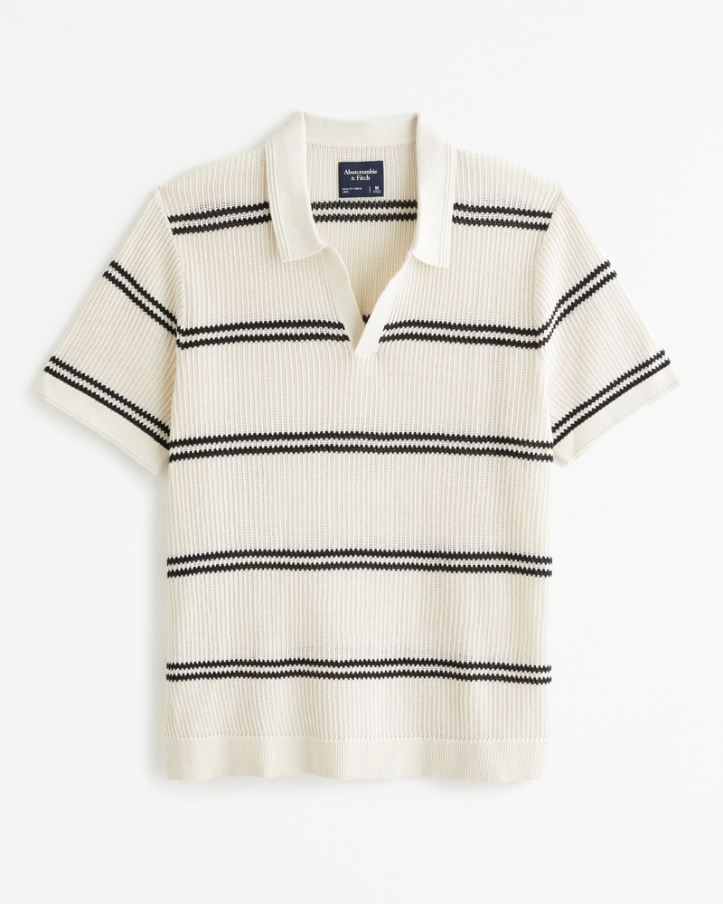 Open Stitch Johnny Collar Sweater Polo
