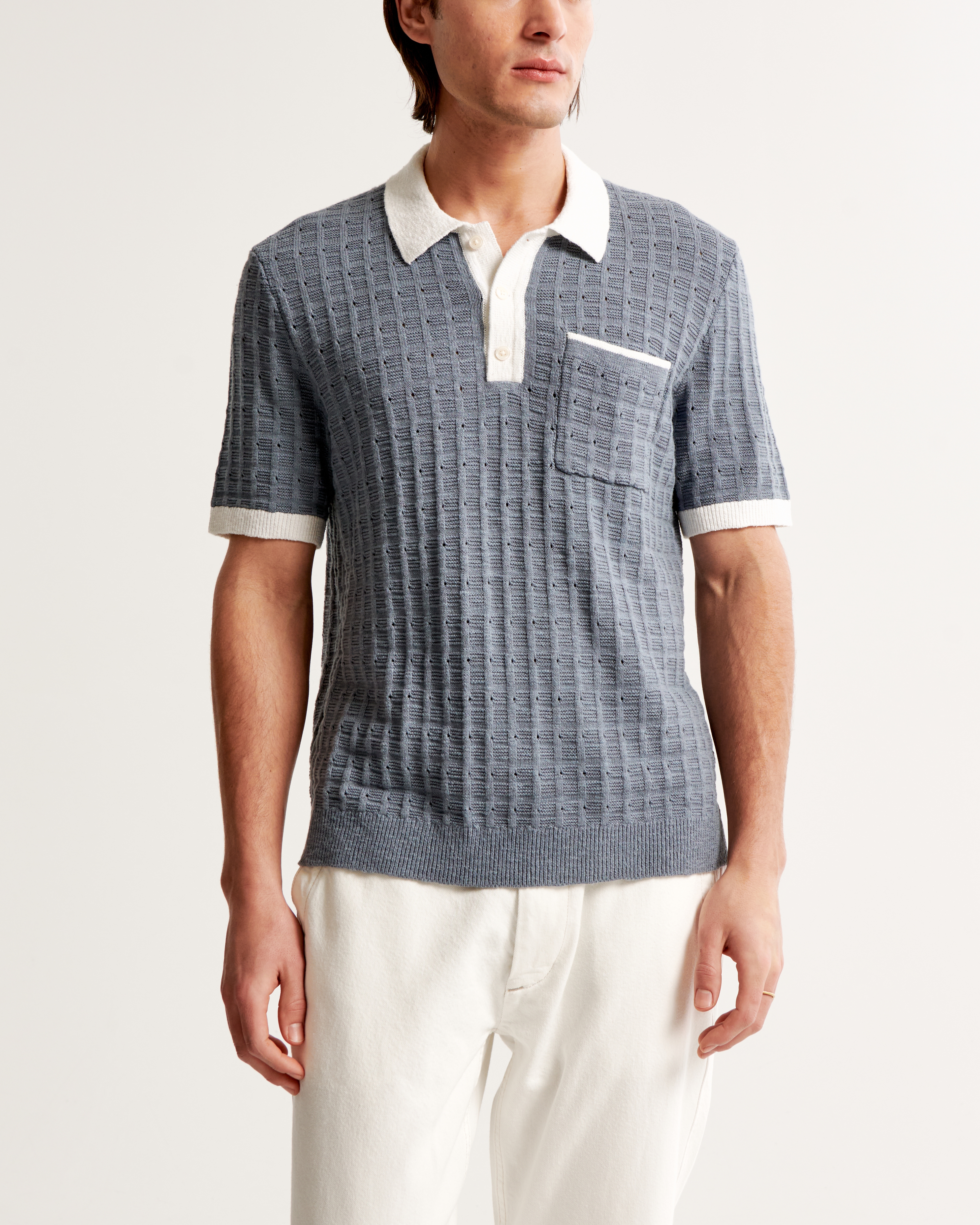 Hombre Polo estilo sueter con lineas laterales Hombre Ofertas Abercrombie