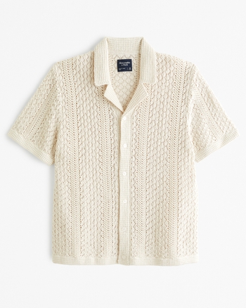 Crochet-Style Stitch Button-Through Sweater Polo from Abercrombie & Fitch - $39.97