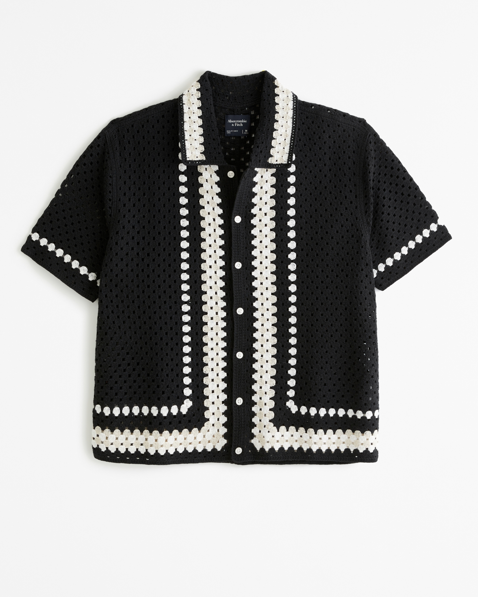 Crochet-Style Button-Through Sweater Polo