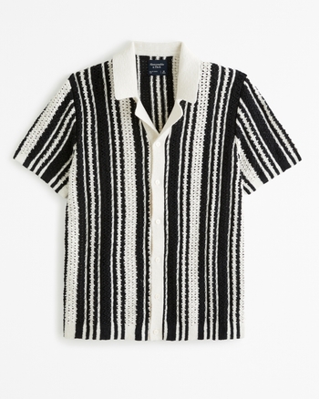 Men's Retro Stitch Button-Through Sweater Polo | Men's Tops | Abercrombie.com