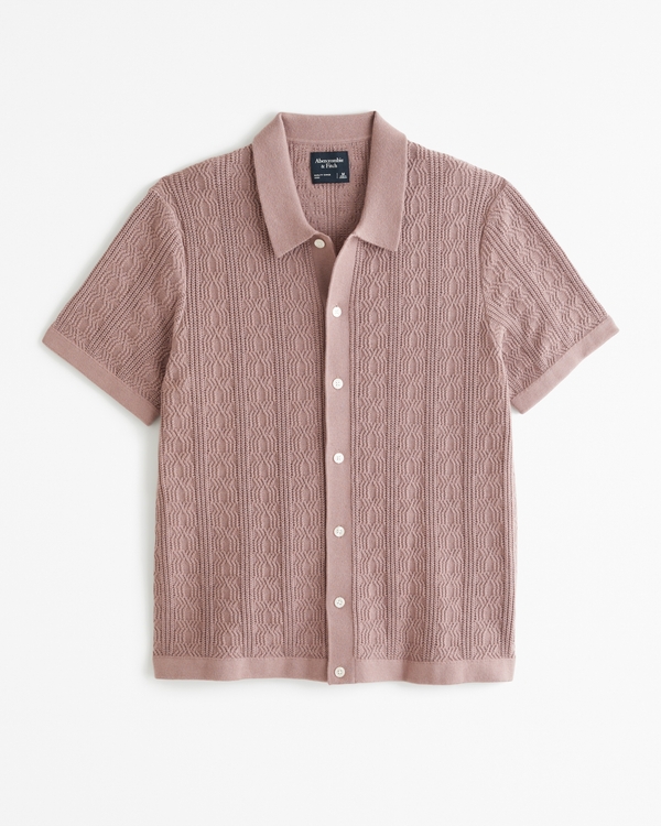 Stitch Button-Through Sweater Polo, Brown