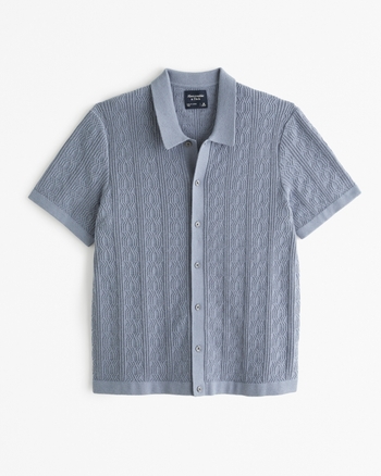 Men's Stitch Button-Through Sweater Polo | Men's Clearance | Abercrombie.com