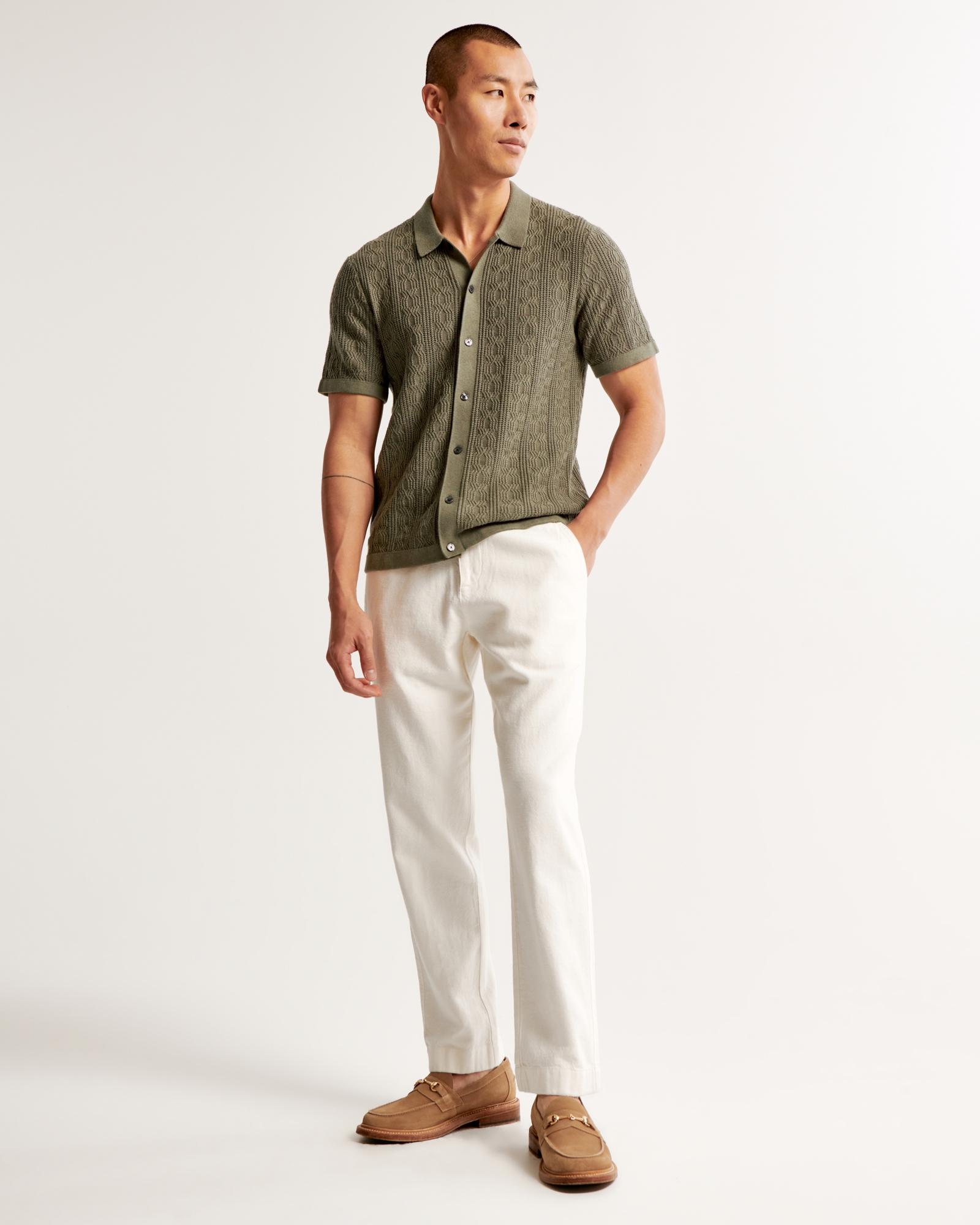 Stitch Button-Through Sweater Polo