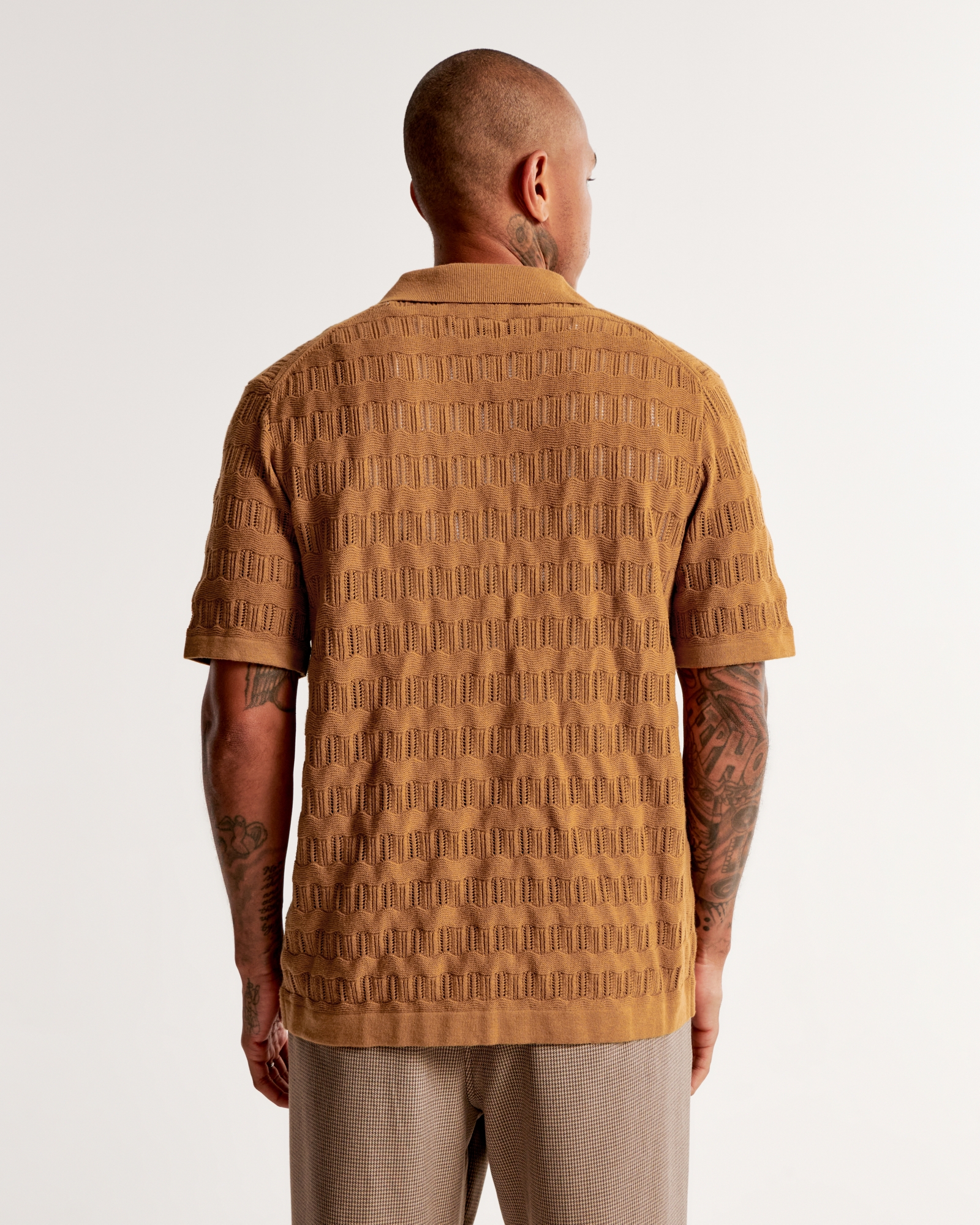 Retro Stitch Button-Through Sweater Polo