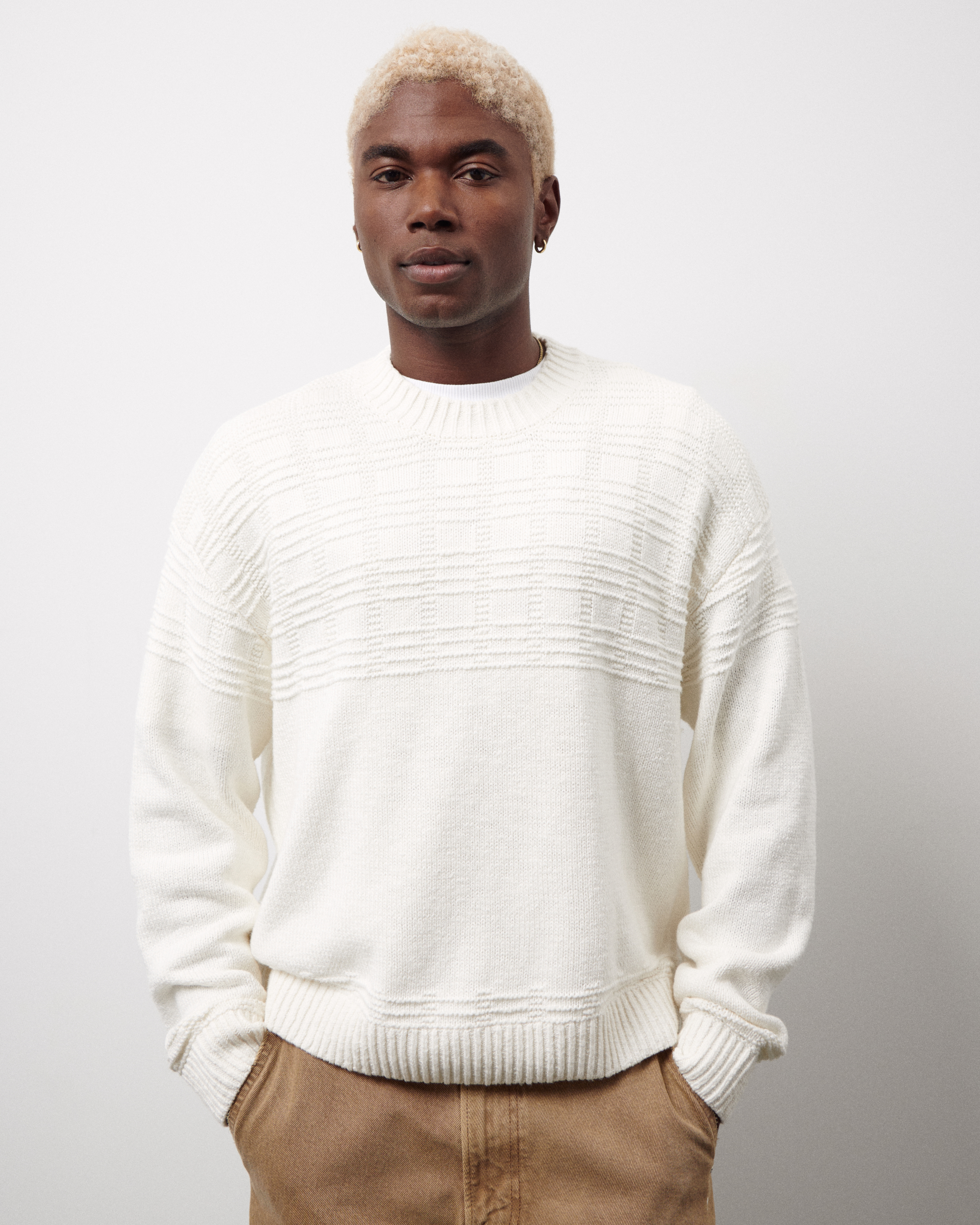 Cropped white outlet crew neck