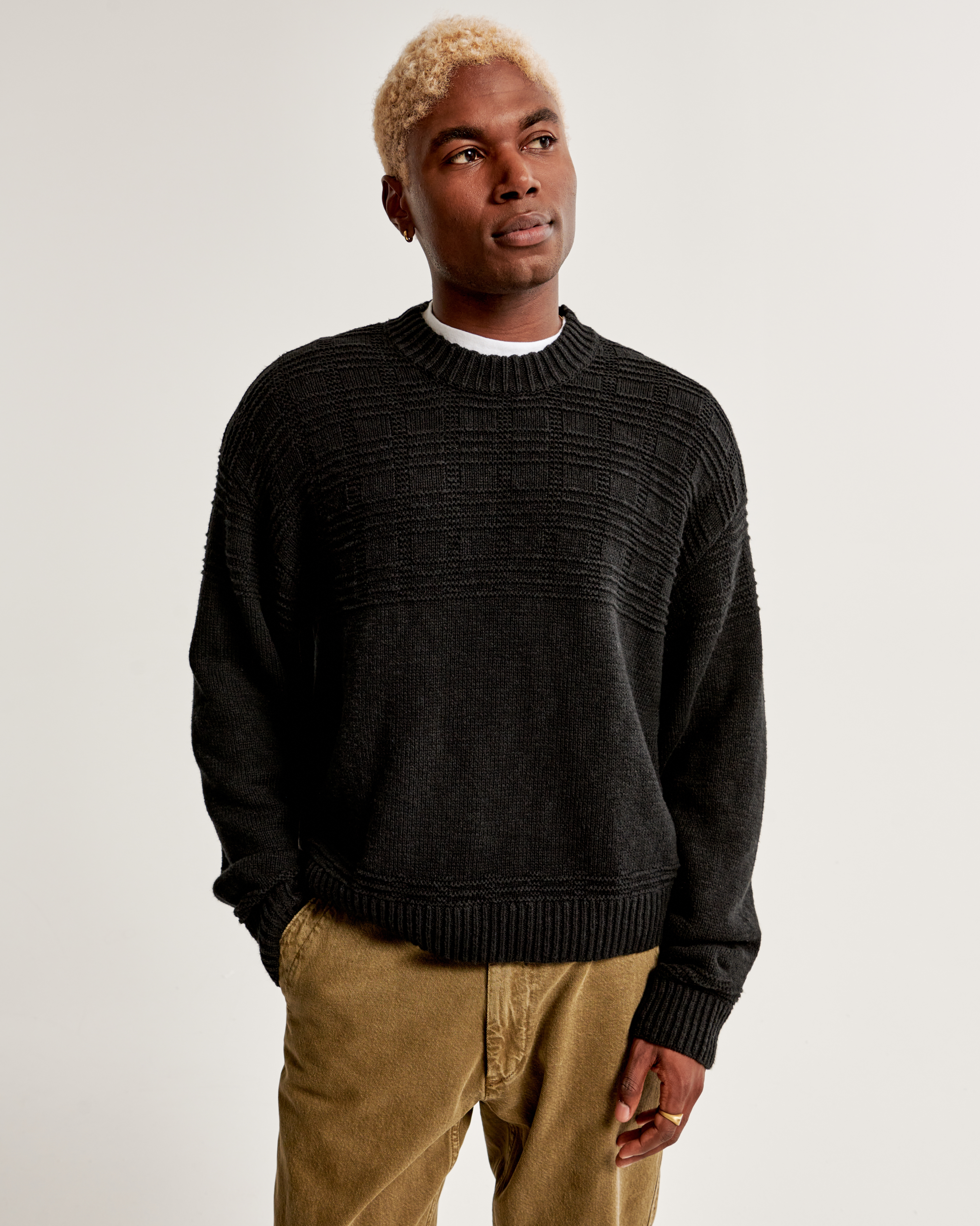 Black cropped shop crew neck sweater