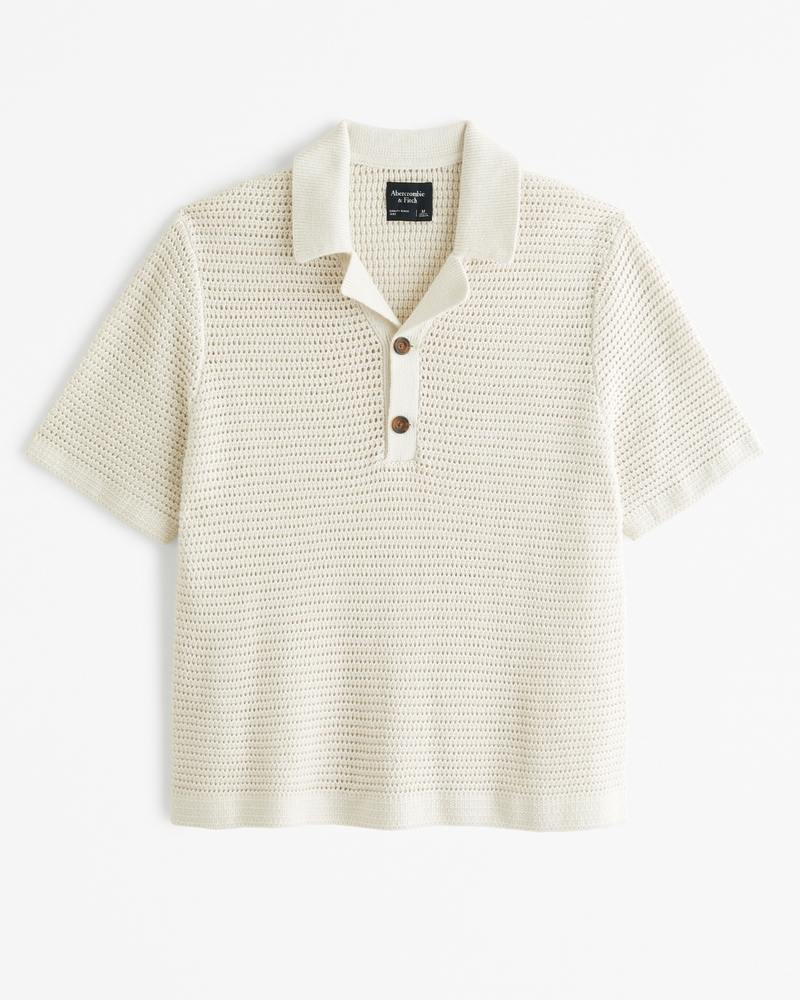 Two-Button Camp Collar Sweater Polo