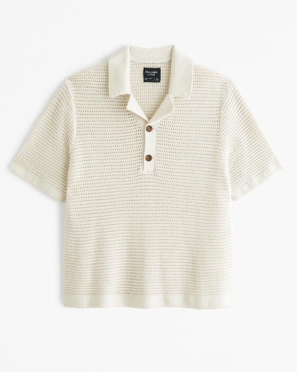 Two-Button Camp Collar Sweater Polo