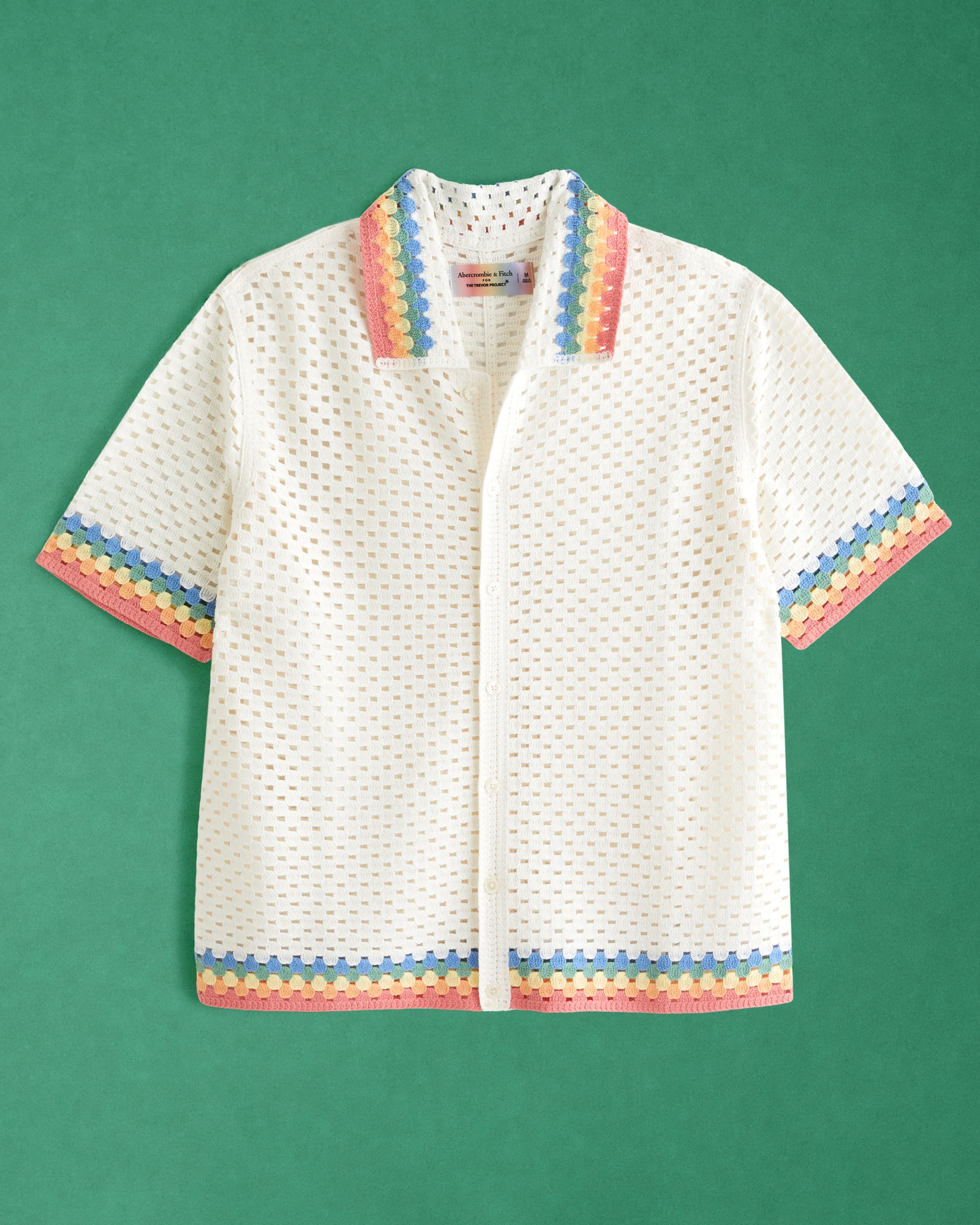 Pride Crochet-Style Button-Through Sweater Polo