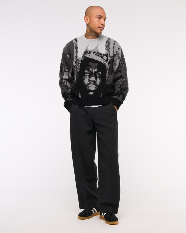 Vol. 28 Oversized Biggie Smalls Crew Sweater, Gray Pattern view 2