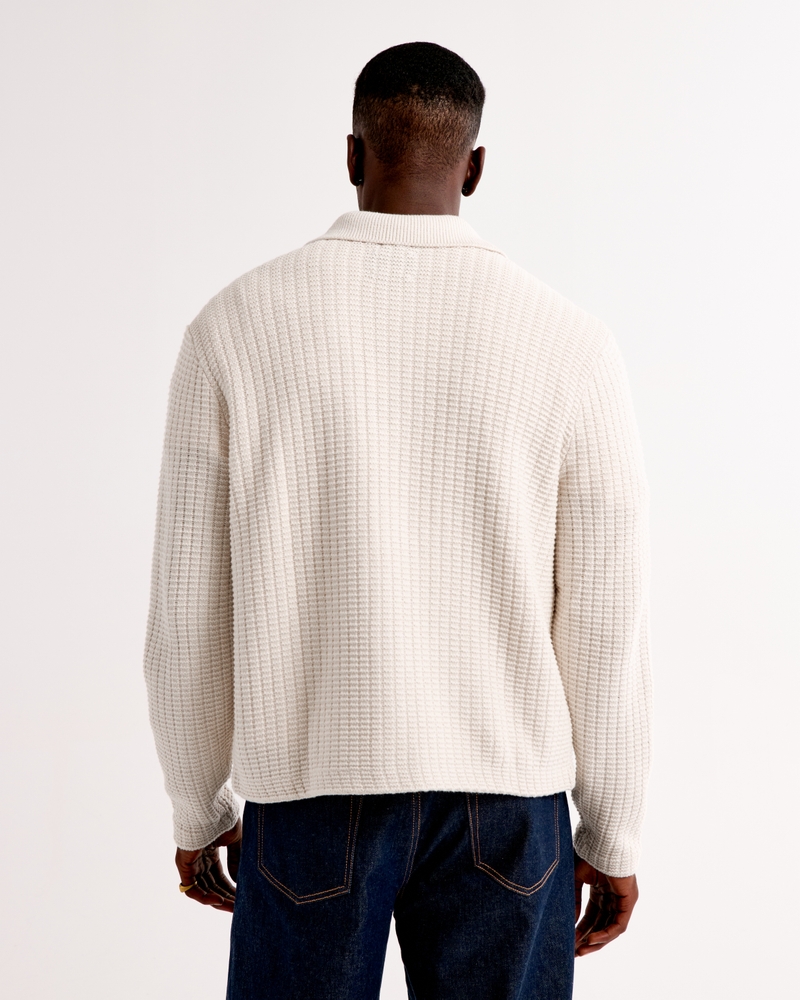Cropped Stitched Sweater Shirt Jacket