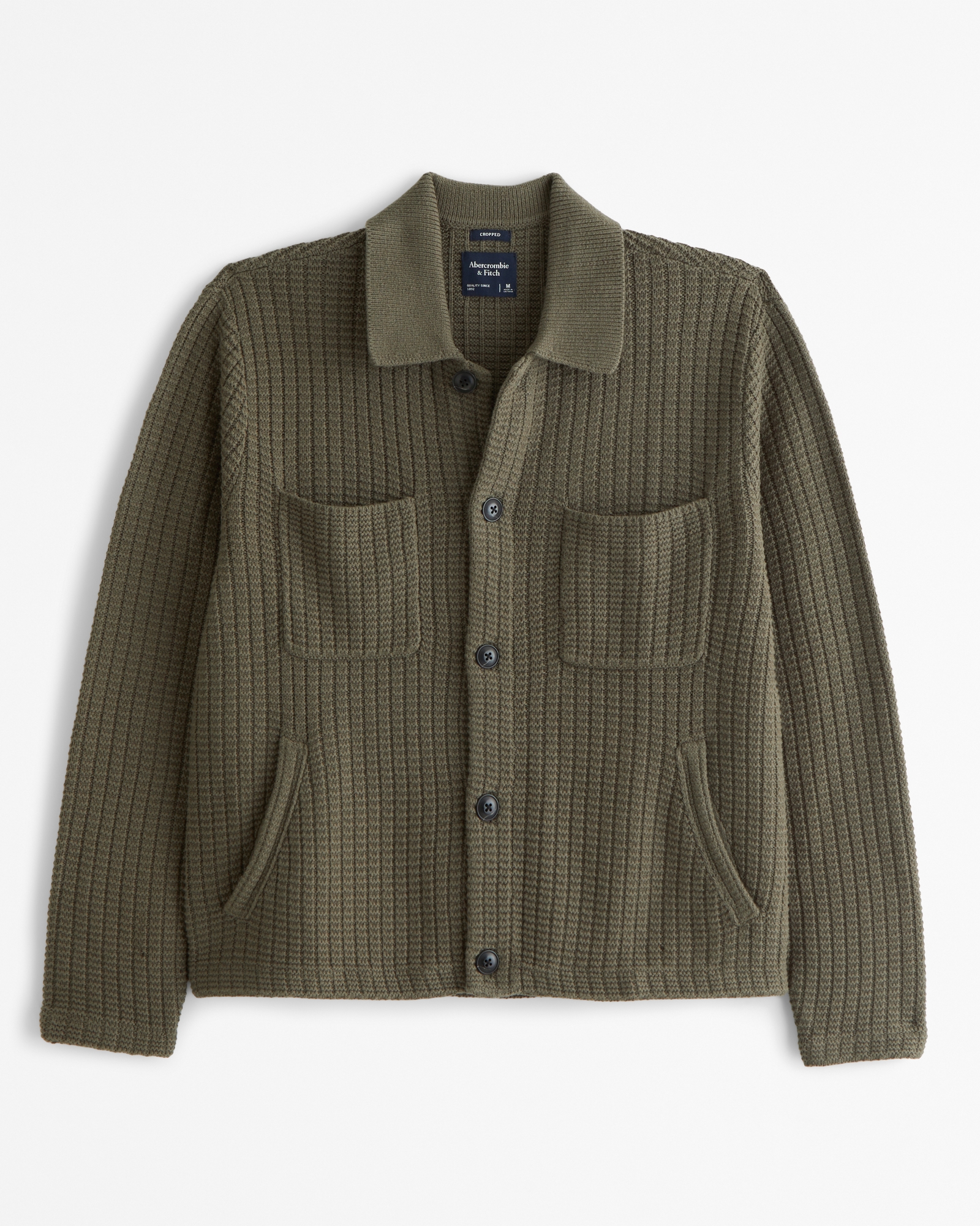 Cropped Stitched Sweater Shirt Jacket
