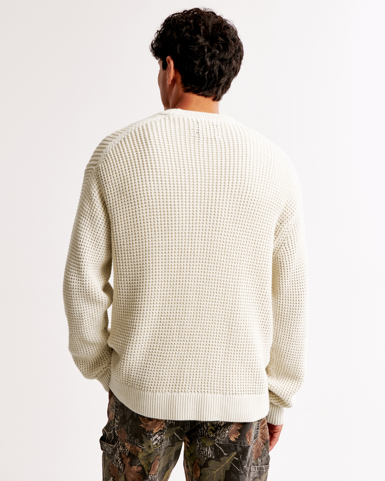 Oversized Waffle Crew Sweater