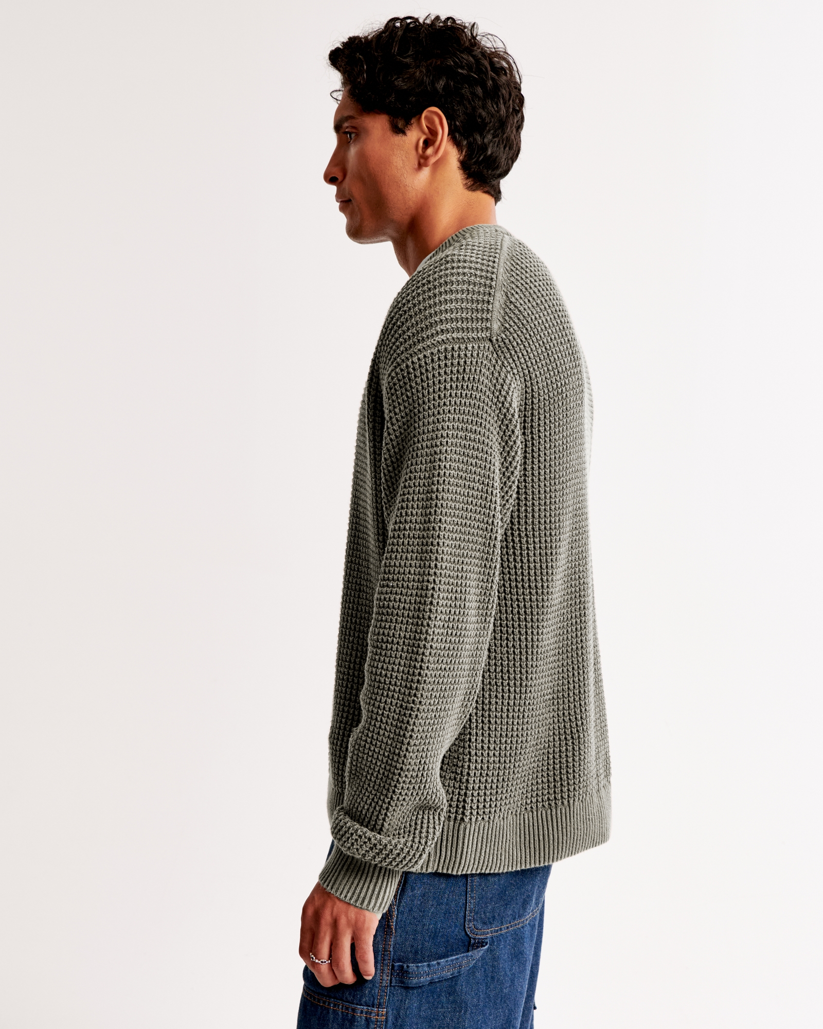 Oversized Waffle Crew Sweater