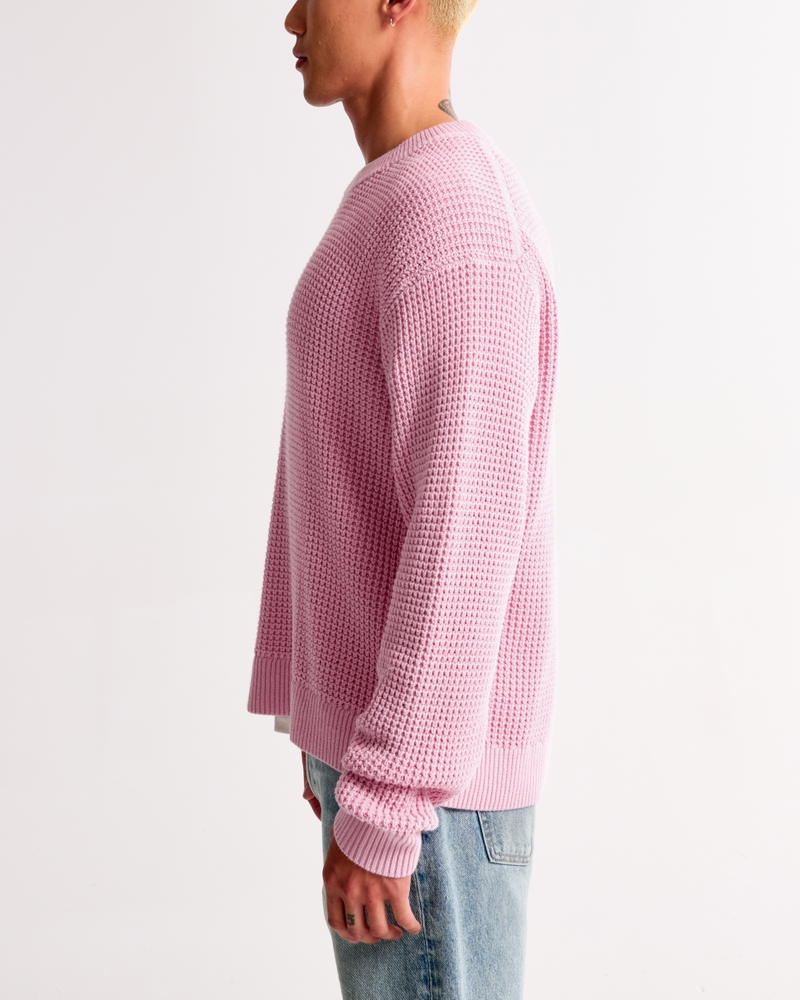 Oversized Waffle Crew Sweater