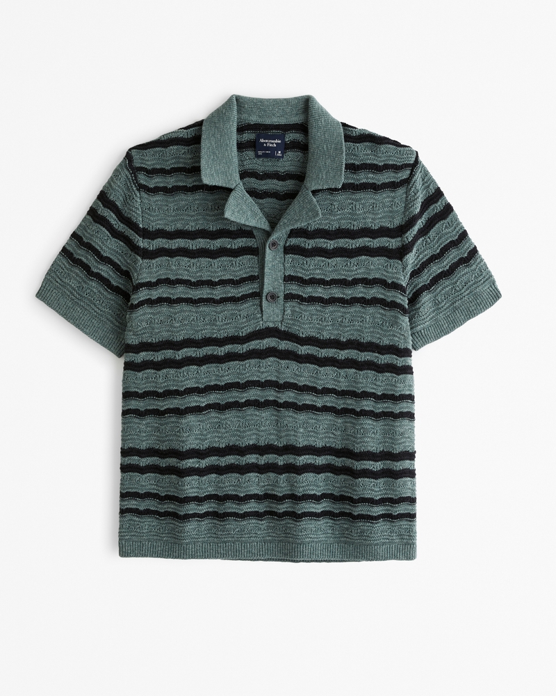 Men's Camp Collar Cropped 2-Button Sweater Polo | Men's Clearance