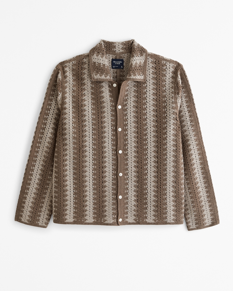 Men's Knitted Crochet-Style Shirt | Men's Clearance