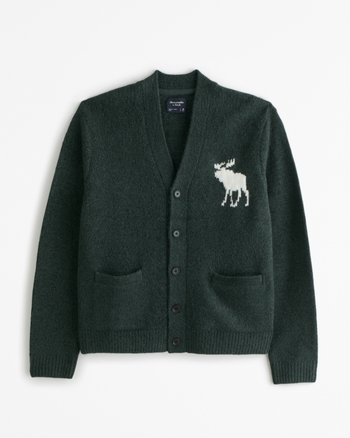 Cashmere Nevermore Intarsia 4-Bar Classic Short Cardigan Men