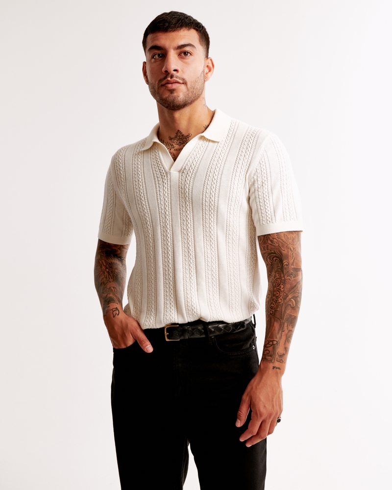 Polo Abercrombie Uomo Uomo Polo In Maglia Lavorata A Trecce Con