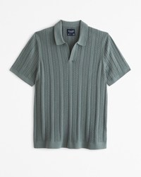 Cable Stitch Johnny Collar Sweater Polo