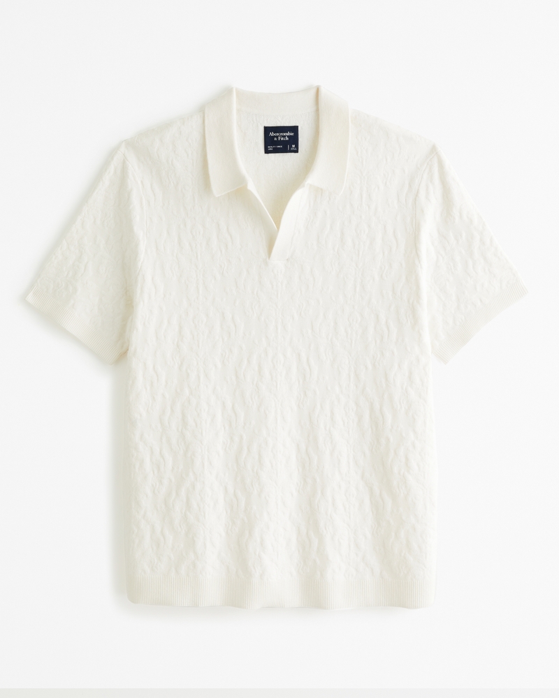 Men's Jacquard Pattern Johnny Collar Sweater Polo | Men's