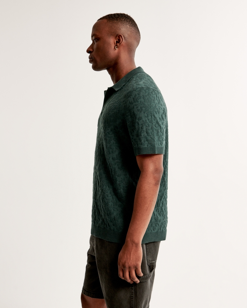 Herren Pullover-Polo mit Jacquard-Muster und Johnny-Kragen 