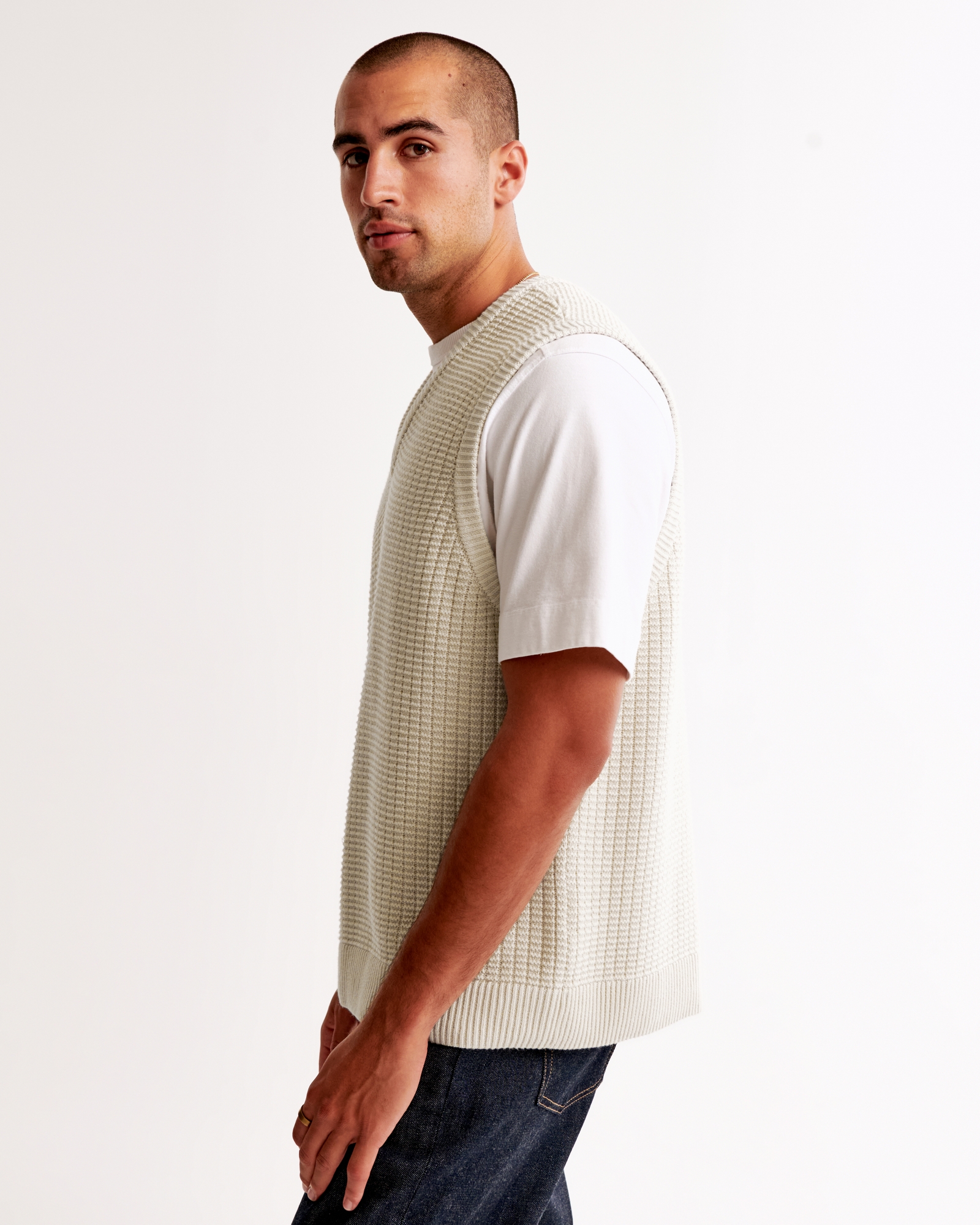 Oversized Stitchy Sweater Vest