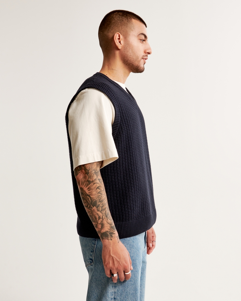 Oversized Stitchy Sweater Vest