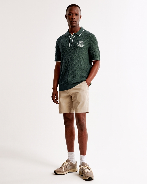 Random Golf Club 3-Button Sweater Polo, Green