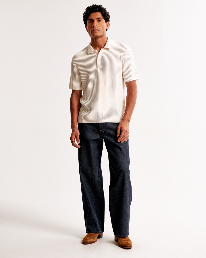 Plisse 3-Button Sweater Polo