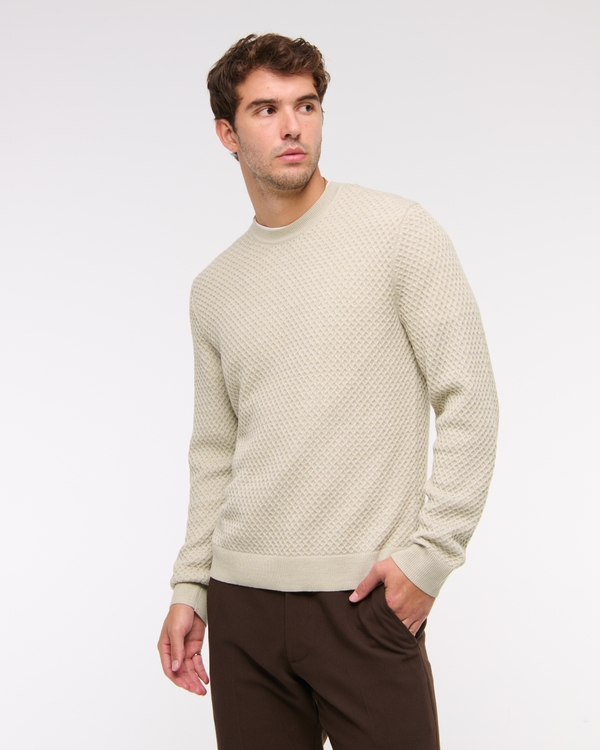 Merino Wool-Blend Crew Sweater, Oatmeal