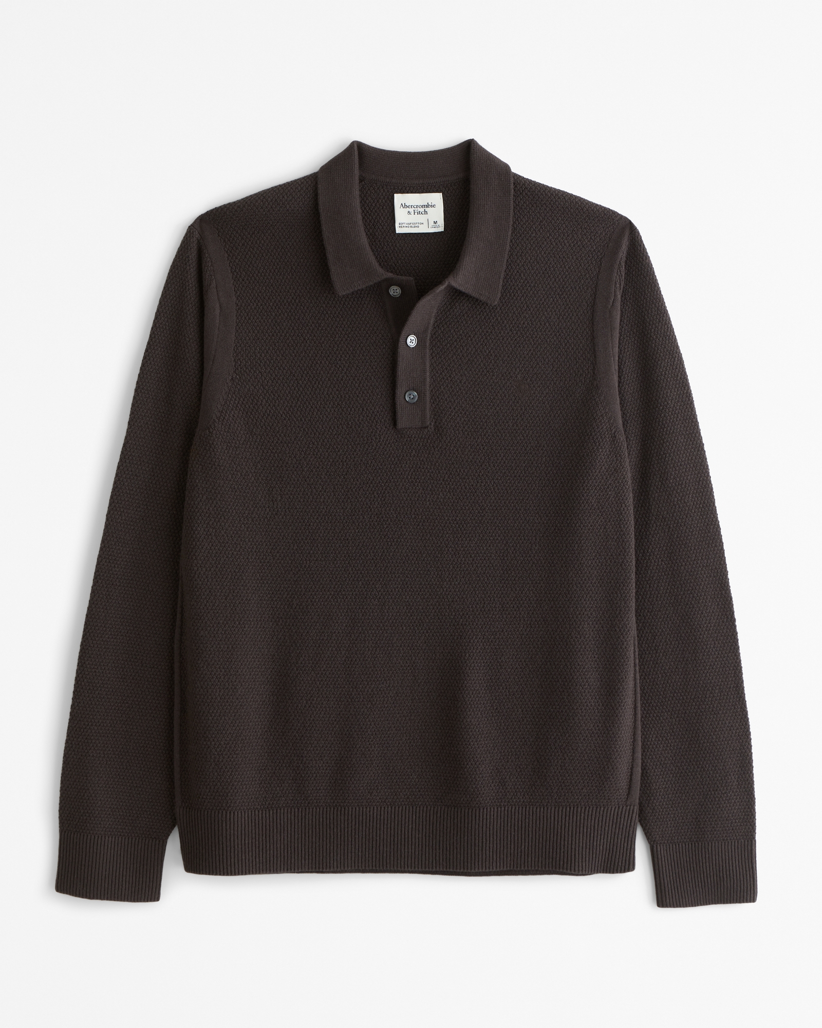 Abercrombie Mens Abercrombie And Fitch Long Sleeve Polo Icon Long-Sleeve  3-Button Sweater Polo