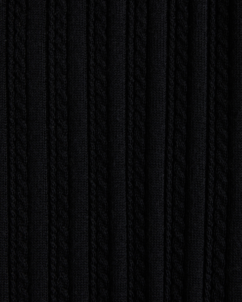 Merino Wool-Blend Cable 3-Button Sweater Polo