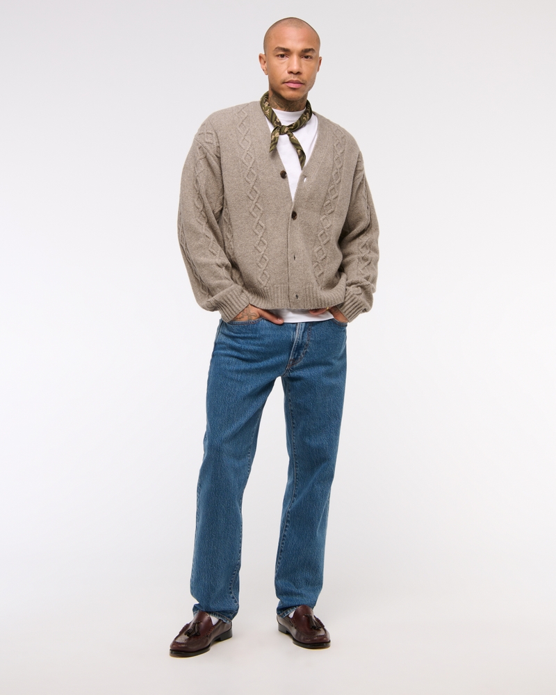 Cropped Cable Cardigan