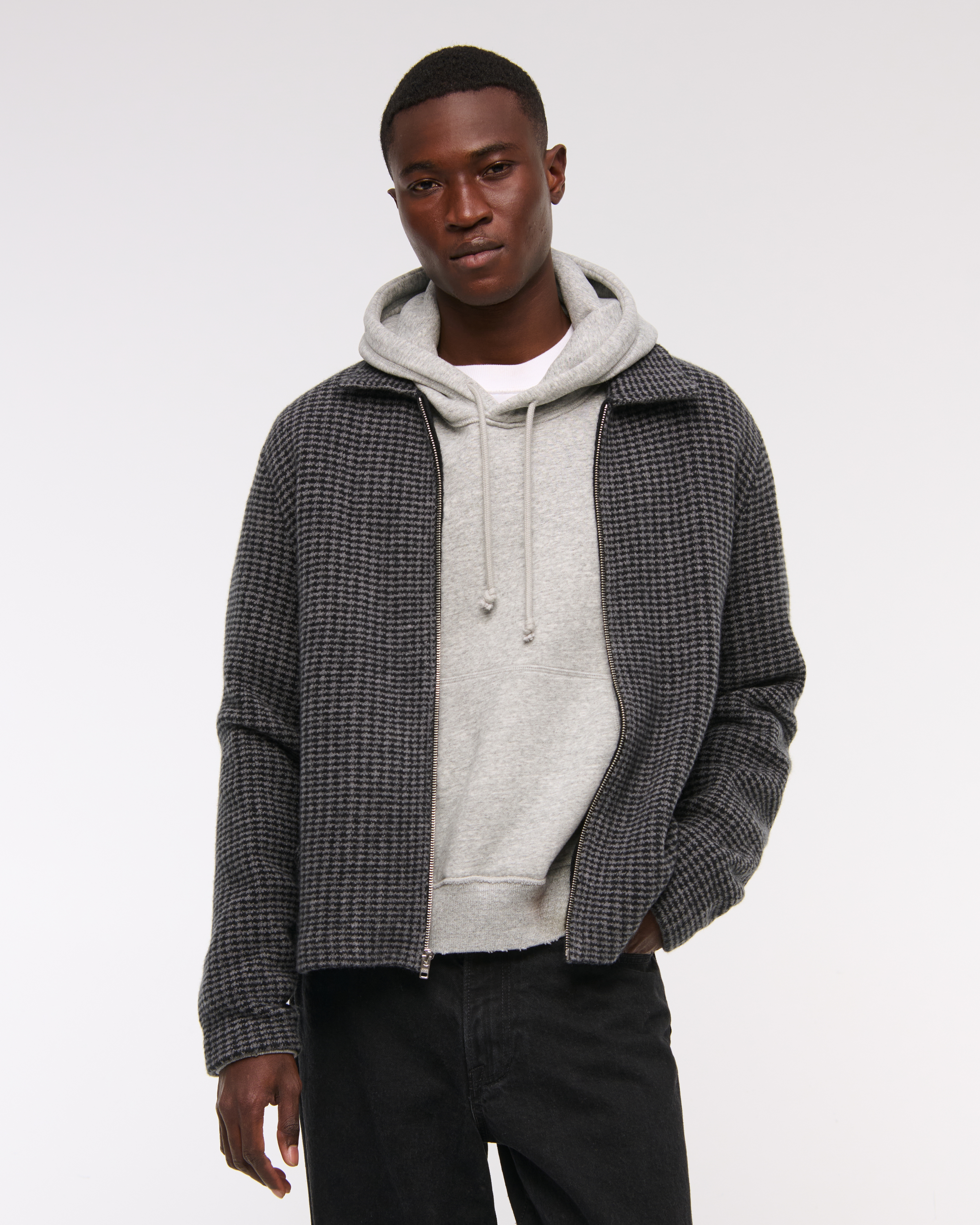 Men's Cropped Sweater Shirt Jacket | Men's Clearance
